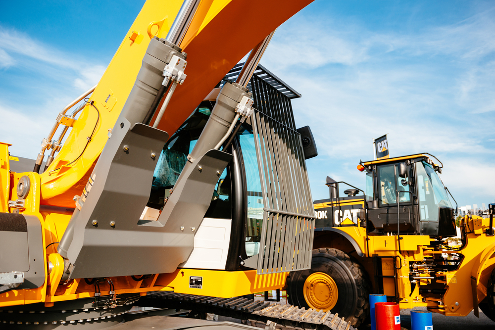 Paris,,France,-,Sep,5,,2014:,Yellow,Liebherr,Excavator,And